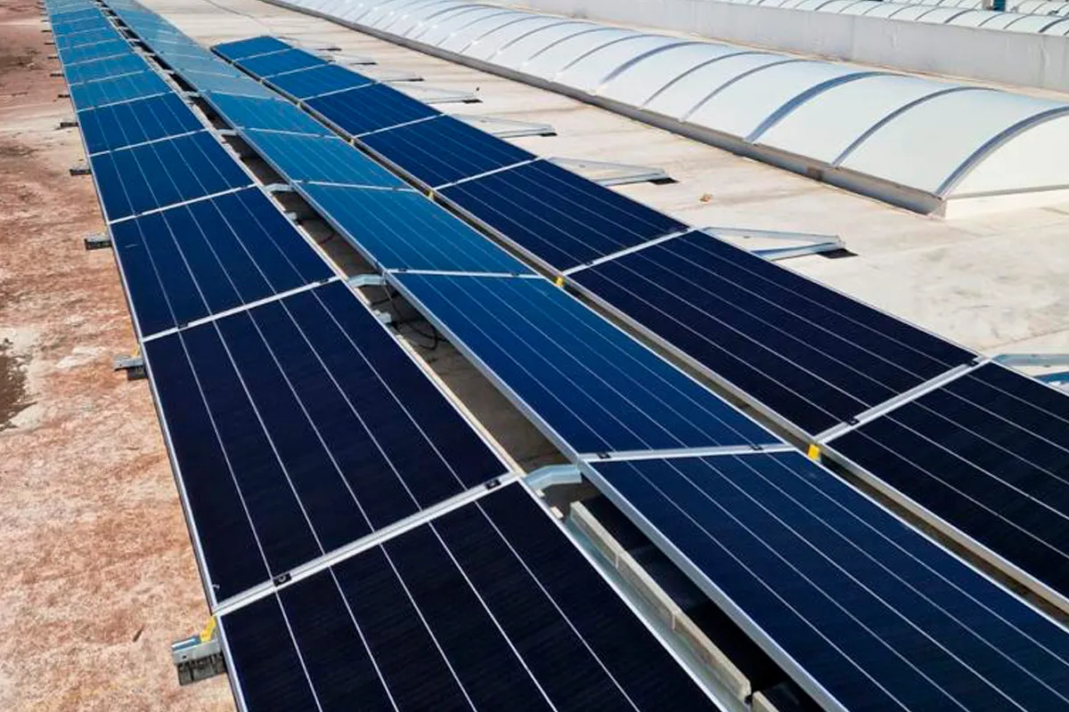 Zonnepanelen op het dak van Difralu in Maldegem
